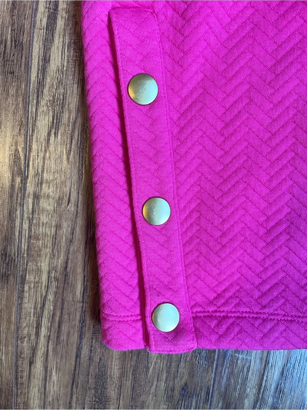 J Crew Mock Neck Pink Long Sleeve cute gold button detail